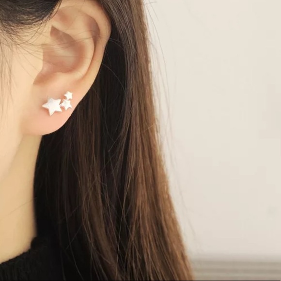 Sterling Silver 925 Star Stud Earrings - Picture 4 of 5